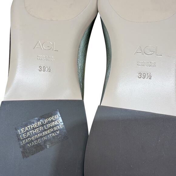 New AGL Silver Metallic Leather Round Toe Ballet Flats‎ Shoes Size 39.5 - Picture 10 of 11